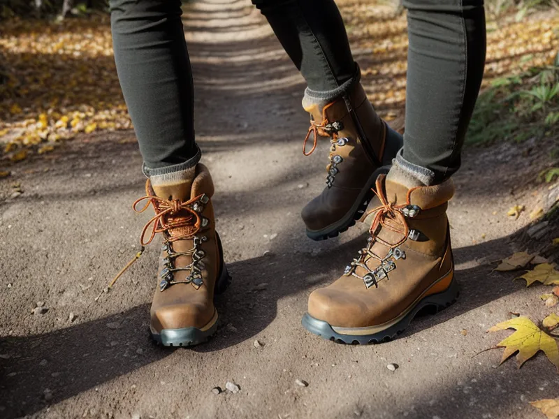 A hiking boot balancing on a trail rock, the kind of footing a warm-up preps ankles for