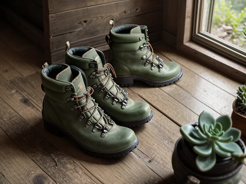 Hiking boots and water bottle staged by the door before a Noanet Woodlands hike, part of an active-aging knee mobility routine