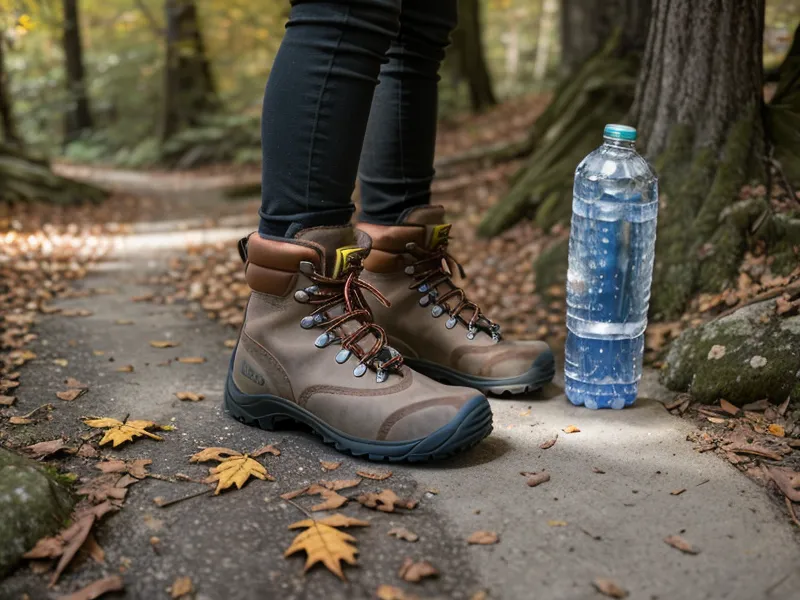 Careful foot placement over granite steps, a small habit that supports hiking longevity