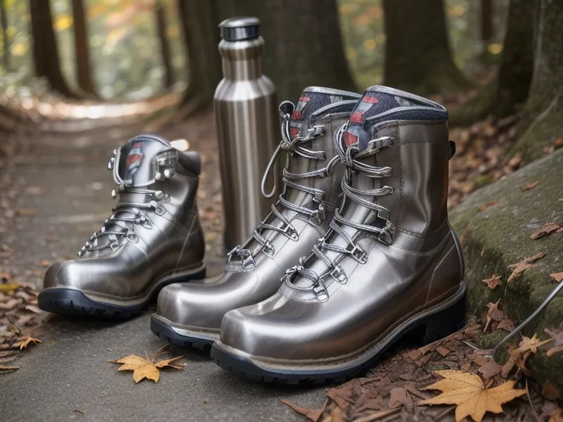 Trekking poles resting on a forest trail path, gear that supports joint health and mobility after fifty on descents