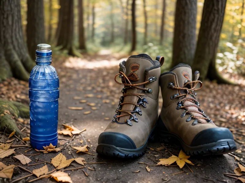 A single daily joint supplement capsule beside a trail map and water bottle, part of an active-aging joint support routine