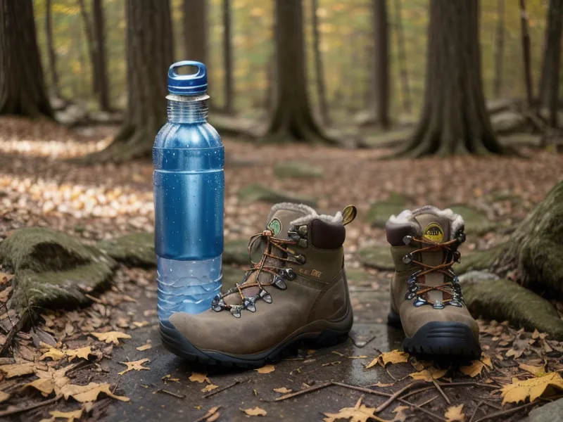 Close-up of trail-worn hiking boots gripping rocky New England ground -- footwear built around joint mobility after 50
