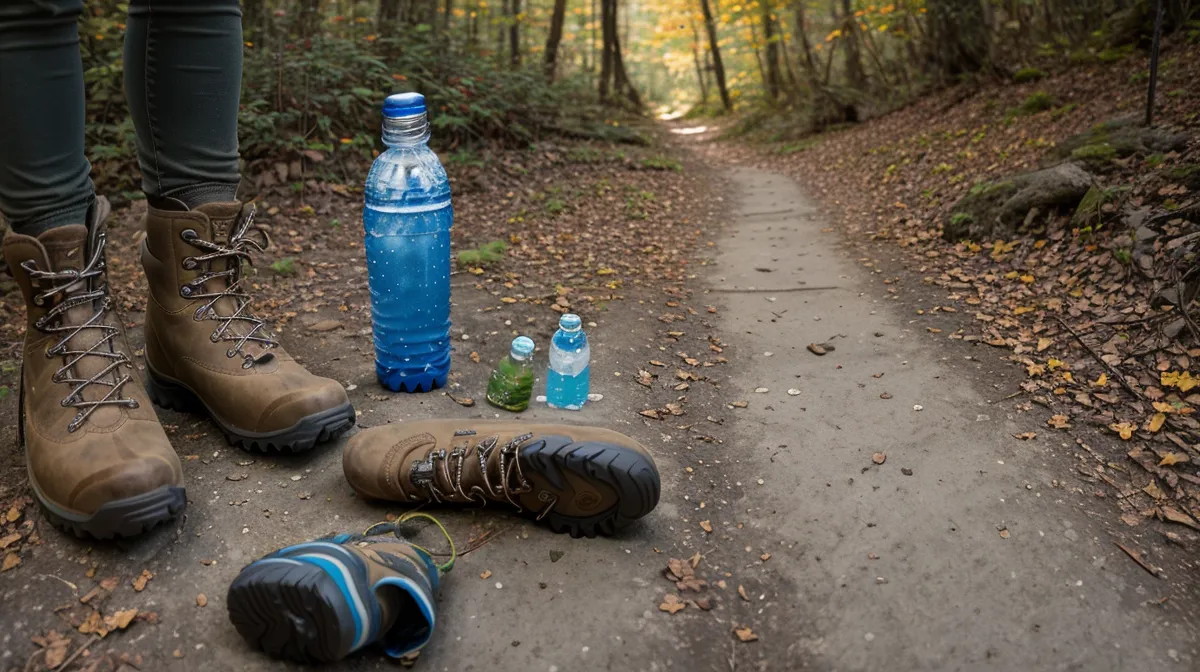 Low impact exercise for knee strength and active aging — a hiker over 50 on a Blue Hills Reservation trail