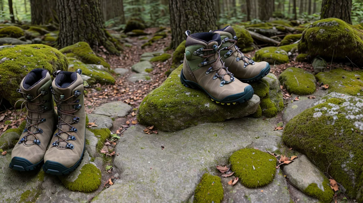 Lightweight hiking boots chosen to protect aging knees on the trail