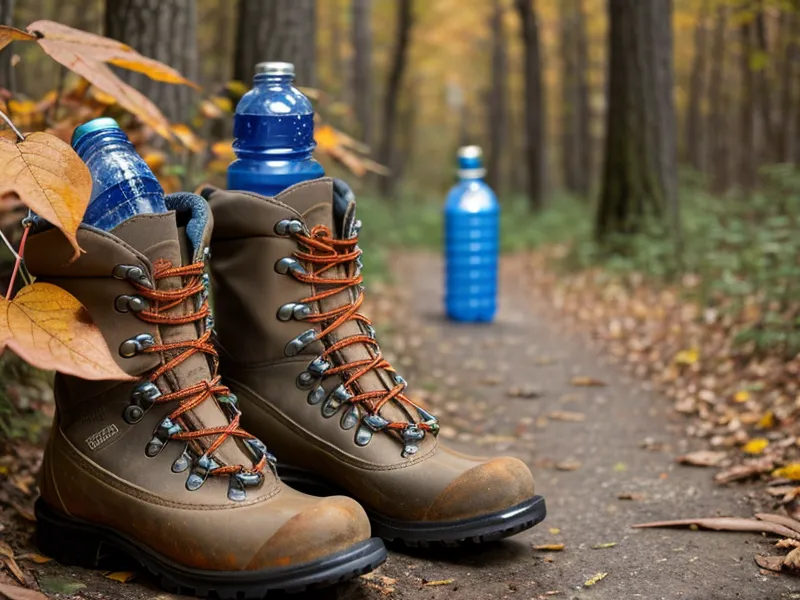 Bending a lightweight hiking boot sole to test its flexibility for knee health