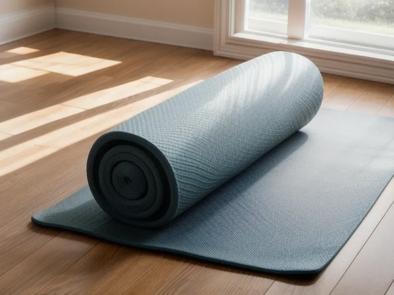 Yoga mat and resistance bands used for balance and mobility work between hikes