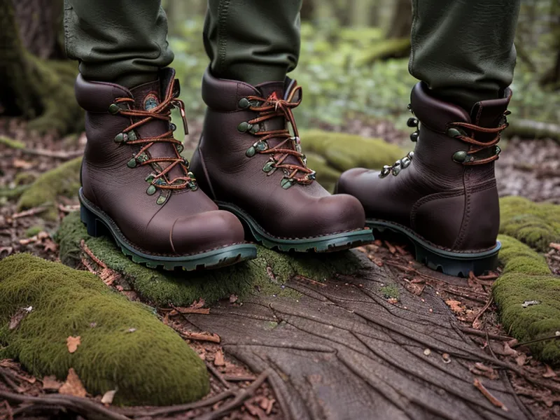 Heavy leather hiking boots with a 12mm heel drop on a root-covered New England trail, before switching to low-impact hiking gear