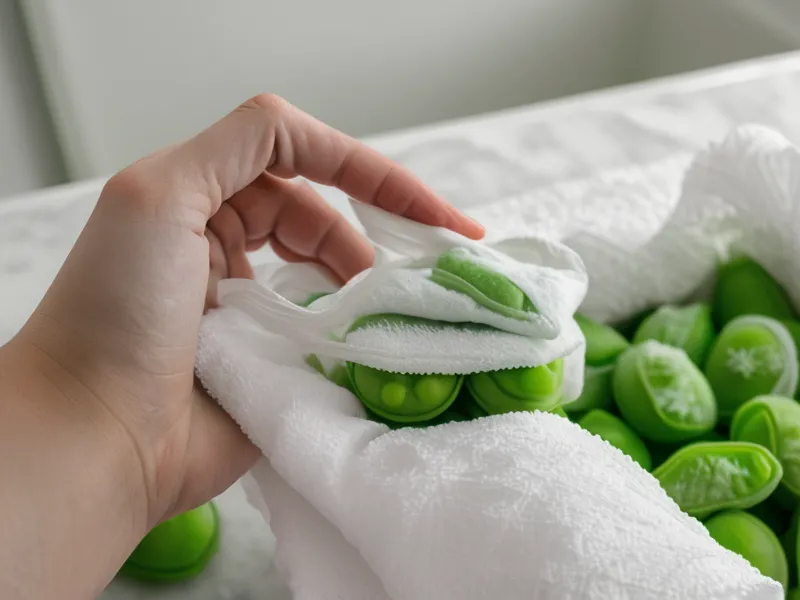 Icing a swollen knee with a frozen pea pack during post-hike joint inflammation triage