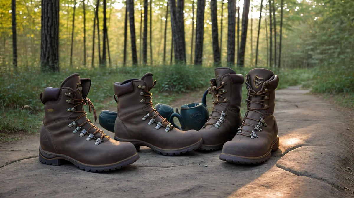 Woman in hiking boots starting her morning joint mobility routine for active aging at 54