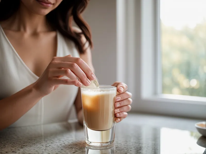 Glass of water and a daily joint health supplement as part of a morning routine after 50