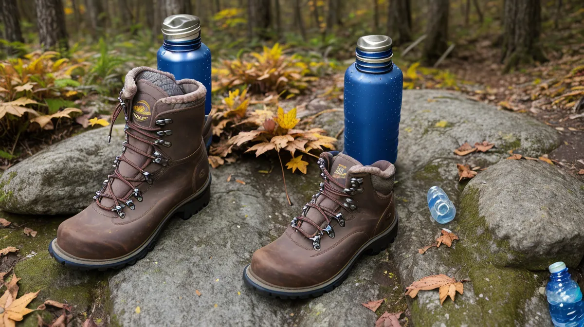A hiker in her fifties pausing on a rocky trail while thinking through knee mobility and joint health after 50