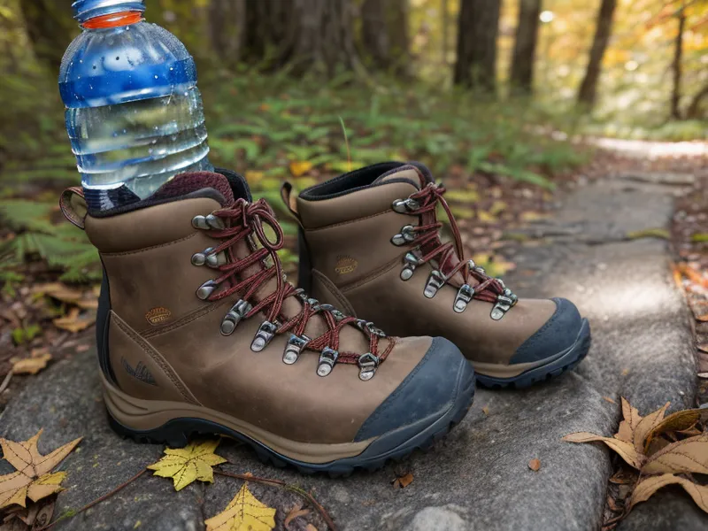Three joint-health supplement bottles and a trail map on a wooden table — a hiking-over-50 trail readiness routine