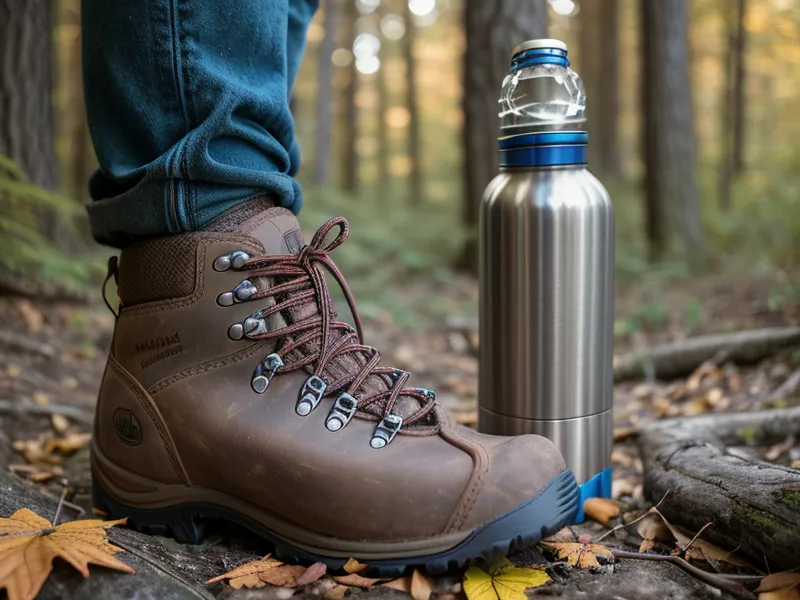 Woman tying hiking boots on a porch before a trail walk for joint health after 50