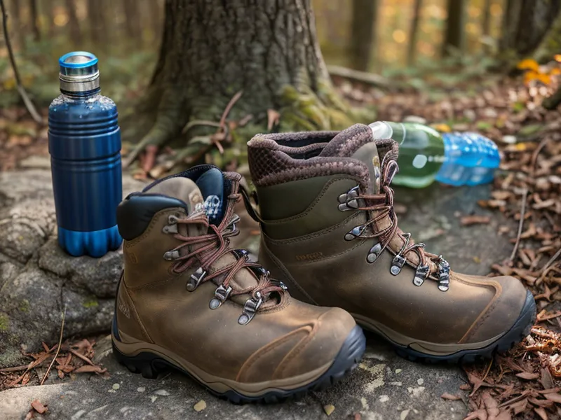 Side-by-side comparison of a stiff leather hiking boot and a low-drop trail runner chosen for better joint health after 50