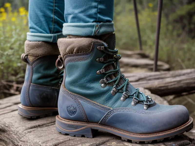 Worn hiking boots next to a folded pool towel on a mudroom bench, showing the swap between trail hikes and swimming for active-aging joint health