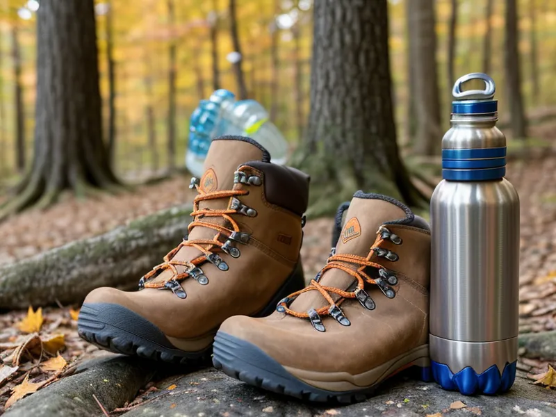 Flexible trail running shoes replacing stiff hiking boots to reduce joint strain on a mobility-gear hike