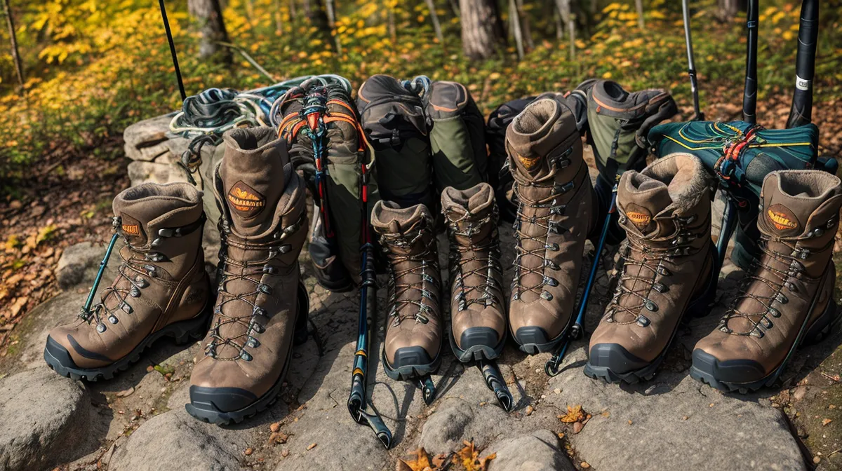 A hiker adjusting boot laces at a wooded Massachusetts trailhead — active aging hiking tips for hip and knee joint mobility