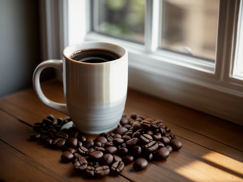 A morning joint-mobility supplement routine with coffee, part of an active aging hiking habit.